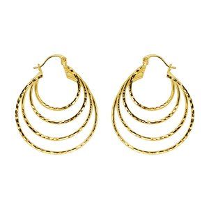 Multiple Loop Hoop Earrings 14K Yellow Gold
